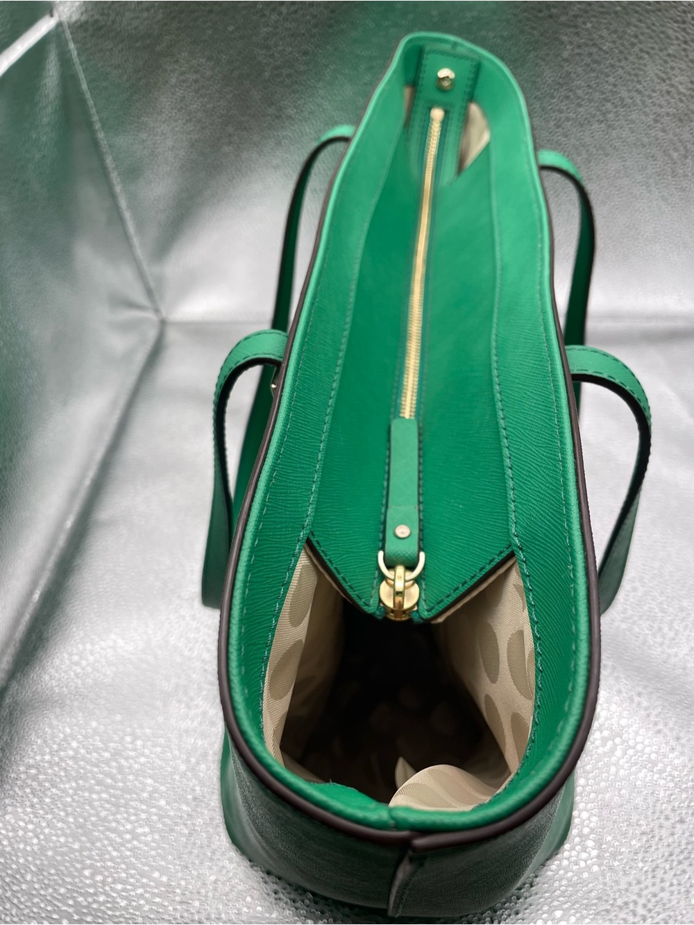 Kate Spade NY Green Structured Leather Shoulder Tote Bag - Picture 13 of 14